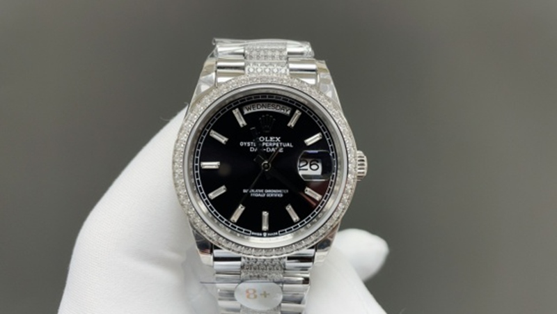 Best Edition with Automatic Movement Rolex Weekly Diary 36mm Steel Belt Black Watch